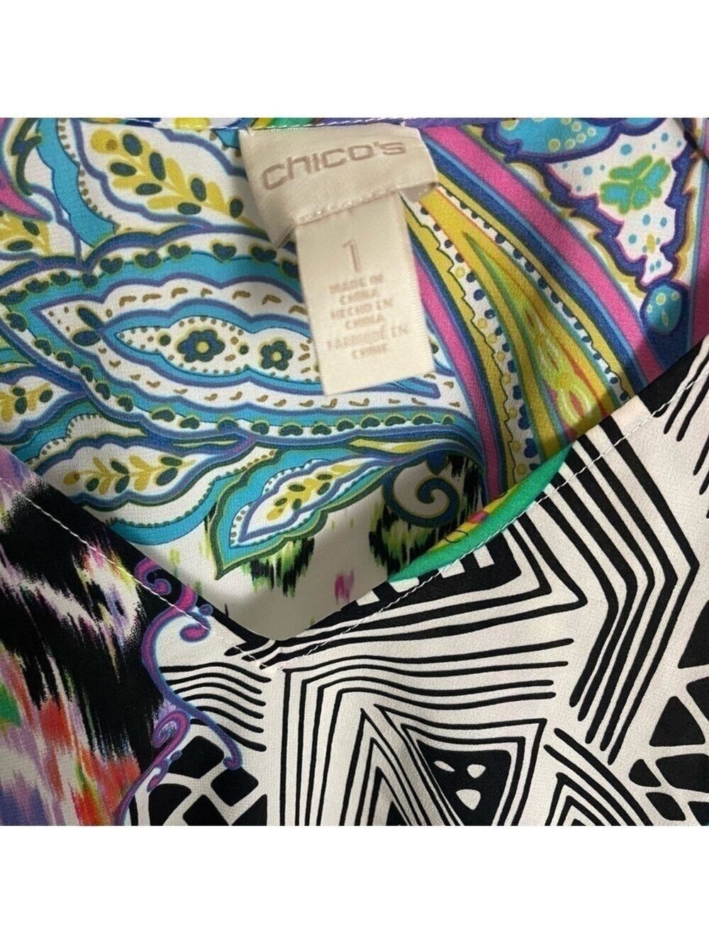 Women’s Chico’s Retro Paisley Fringe Boho Tunic Size 1 US! - Picture 4 of 9